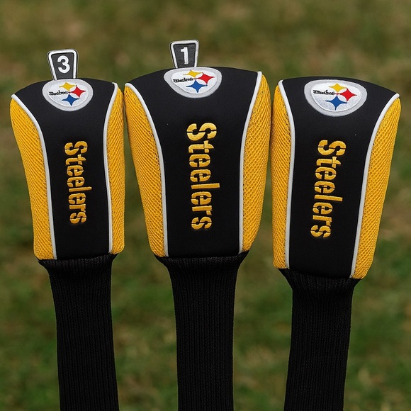 Pittsburgh Steelers NFL Golf Headcovers Set of 3 1 3 5 PGA Team Logo Embroidered - Picture 1 of 2